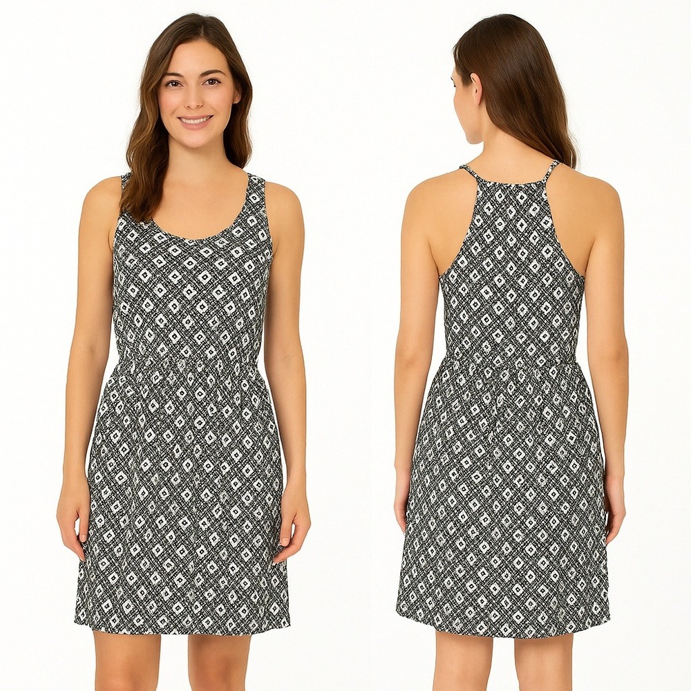 Old Navy‎ Dress XS Sleeveless Black White Print Pullover Geometric Casual NEW